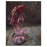 Handcrafted Glass Dolphin Figurines Set - Some Chip Damage - See Pictures