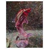 Handcrafted Glass Dolphin Figurines Set - Some Chip Damage - See Pictures