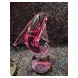 Handcrafted Glass Dolphin Figurines Set - Some Chip Damage - See Pictures