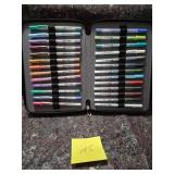 24-Slot Leather Pen Case with Fine Liner Collection