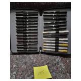 24-Slot Leather Pen Case with Fine Liner Collection