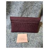 Burgundy Beaded Wallet with Decorative Circle Design