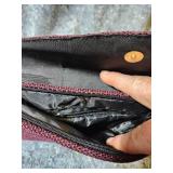 Burgundy Beaded Wallet with Decorative Circle Design