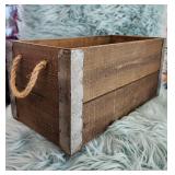 Rustic Wooden Storage Crate with Rope Handles