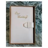 White Leather Wedding Photo Album with Gold Lettering