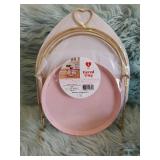 Pink and Gold Heart-Topped 2-Tier Serving Tray