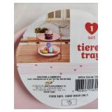 Pink and Gold Heart-Topped 2-Tier Serving Tray