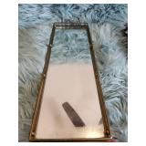 Brass and Glass Geometric Vanity Display Box - Felt on Back is Loose.  Can re- Glue