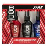 BOD Man Body Spray Gift Set  Black  Really Ripped Abs  Most Wanted  3 Piece