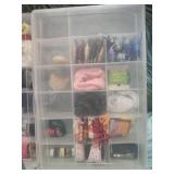 Craft Storage Box with Sewing Notions and Emoji Pin Cushion