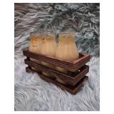 Rustic Wooden Milk Bottle Holder