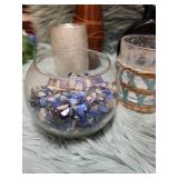 Decorative Vase Collection with Blue Crystal Accents