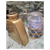 Decorative Vase Collection with Blue Crystal Accents