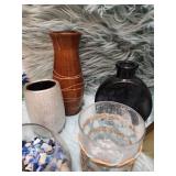 Decorative Vase Collection with Blue Crystal Accents