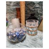 Decorative Vase Collection with Blue Crystal Accents