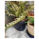 Modern Color Block Ceramic Planters with Artificial Plants Set