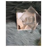 Modern Glass Candle Holder Set with Green Float Bowl