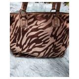 Dana Buchman Gold Metallic Zebra Print Handbag