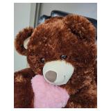 Large Brown Teddy Bear with Pink Heart