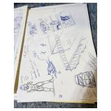 Original Comic Book Art Pages - Character Studies and Story Panels