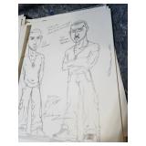 Original Comic Book Art Pages - Character Studies and Story Panels