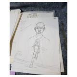 Original Comic Book Art Pages - Character Studies and Story Panels