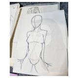 Original Comic Book Art Pages - Character Studies and Story Panels