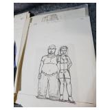 Original Comic Book Art Pages - Character Studies and Story Panels