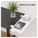 Suptek Clamp-on 9.5 x 23.6 inch Desk Extender, Wrist Support, Foldable Keyboard Tray Platform, Suitable for Office Desks, White, DSF3LW