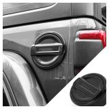 JWWY for JL Wrangler Fuel Tank Cover Gas Cap Petrol Tank Fuel Filler Cover Trim Fit for 2018-2025+ Jeep Wrangler Exterior Accessories JL 2/4 Door Carbon Fiber Aluminum Alloy