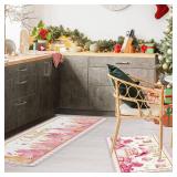 Ceenna 2 Pcs Winter Kitchen Rugs and Mats Set Snowflakes Let It Snow Reindeer Holiday Sink Floor Mat Kitchen Bathroom Xmas Tree Floor Decor for Home, 17 x 30, 17 x 47 Inch