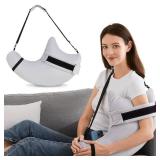 HARBOREST Shoulder Surgery Pillow with Straps & Pocket - Shoulder Pillow for Shoulder Pain, Rotator Cuff Pillow for Sitting, Relief Pillow (Light Grey)