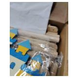 Subbox Stuffed Animal Storage and Holder - Large Size Wooden Animals Zoo Toy Organizer with Elastic Bands, Swivel Wheels and Castle Stickers, For Toddler Rooms, Playrooms, Bedrooms(58x16x16inch)