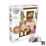 500 Piece Puzzle for Adults Hygge Collection Cozy Fireplace by Olivia Gibbs Blueboard Puzzle Jigsaw + Bonus Candle KI Puzzles from Playview