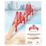 Wooden Train Track Accessories Train Railway Accessories Double Suspension Train Bridge Toy Train Set for Toddlers 3-5 Train Tracks Compatible with All Leading Brands