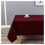 Wekwch Burgundy Jacquard Rectangle Tablecloth Exquisite Grain Design Waterproof and Wrinkle Resistant Table Cloth for Indoor Outdoor Parties Kitchen Dinning Room 60 Inch by 84 Inch
