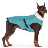 EMUST Dog Jacket Winter, Cozy Windproof Pet Jacket for Cold Weather, Solid Color Dog Vests for Winter for Medium Dogs, Turquoise, M