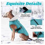 EMUST Dog Jacket Winter, Cozy Windproof Pet Jacket for Cold Weather, Solid Color Dog Vests for Winter for Medium Dogs, Turquoise, M