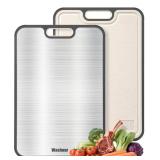Washour Titanium Cutting Boards for Kitchen, Non Toxic 2-in-1 Cutting Board, Chopping Boards for Meat Vegetable, Easy to Clean Large Size 16âÃ11â