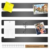 Wukong 5 Pack | 30x4cm (11.81 x 1.57) Magnetic Stainless Black Board Strips, Adhesive Backing Bulletin Bar, Memo Strip with 30pcs 5x3mm Magnets for Office, Home, Photo Wall, Documents