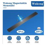 Wukong 5 Pack | 30x4cm (11.81 x 1.57) Magnetic Stainless Black Board Strips, Adhesive Backing Bulletin Bar, Memo Strip with 30pcs 5x3mm Magnets for Office, Home, Photo Wall, Documents