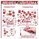 Qeeenar 3 Sheets Christmas Wall Decals Christmas Window Cling Sticker DIY Xmas Tree Stickers Removable Wall Stickers for Winter Living Room Xmas Holiday Decoration(Classical Style)