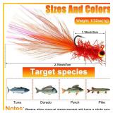 Gemscream 60 Pcs Crappie Jigs Marabou Jig Heads with Feather Hand Tied Marabou Fishing Hair Jigs Rainbow Fishing Lures Kit for Panfish Sunfish Walleye, 1/32 oz