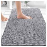 OLANLY Bathroom Rugs 30x20, Extra Soft Absorbent Chenille Bath Rugs, Rubber Backing Quick Dry, Machine Washable Bath Mats for Bathroom Floor, Tub and Shower, Home Decor Accessories, Grey