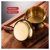 Mini Reusable 304 Stainless Steel Sauce Pan - 2PCS (Golden, 100ML) Chocolate Melting Pot & Barbecue Sauce Bowl Tea Soup Warmer