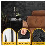 Fititem Black Peel and Stick Wallpaper 236inL 17.3inW Black Contact Paper for Cabinets Removable Textured Modern Crocodile Self Adhesive Wallpaper for Bedroom Bathroom Waterproof Leather Contact Paper
