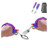 Bendable Adaptive Utensils Spoons Forks Set,Left and Right Handed, for Hand Tremors & Muscle Weakness,Arthritis,Stroke,Parkinson,360 Degree Rotation Weighted Rubber Strap,Eating & Drinking Aids