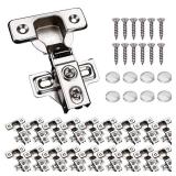KONIGEEHRE 20 Pack Soft Close Cabinet Door Hinges for 1/2\" Partial Overlay Cupboard, 100 Degree Opening Angel, Stainless Concealed Kitchen Cabinet Hinges with Mounting Screws and Manual
