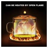 Glass Saucepan with Cover 1L/1Quarts Heat-resistant Glass Simmer Pot Stovetop Pan with Lid Microwave Oven ware Cookware Set Cooktop Safe for Pasta Noodle Soup Milk