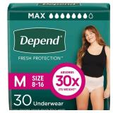 Depend Fresh Protection Adult Diapers, Incontinence & Postpartum Bladder Leak Underwear for Women, Disposable, Maximum, Medium, Blush, 30 Count, Packaging May Vary